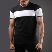 Black Half Sleeve Tee With White Chest Panel - TeeFit Fashion