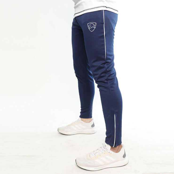 Navy Interlock Bottoms With Piping and Ankle Zips