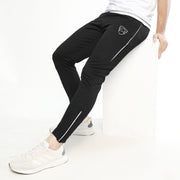 Black Interlock Bottoms With Piping and Ankle Zips