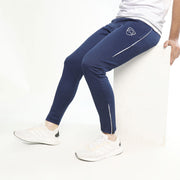 Navy Interlock Bottoms With Piping and Ankle Zips