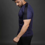 Navy Performance Tee With Black Mesh Shoulder Panel