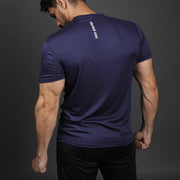Navy Performance Tee With Black Mesh Shoulder Panel