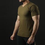 Tf-Premium Olive Green Half Sleeve V-Neck