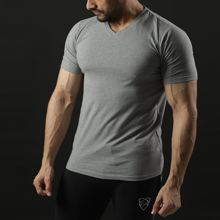 Tf-Premium Grey Half Sleeve V-Neck