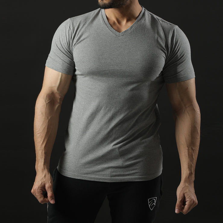 Tf-Premium Grey Half Sleeve V-Neck