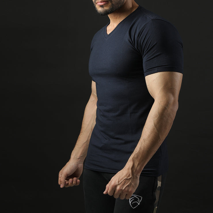 Tf-Premium Navy Half Sleeve V-Neck