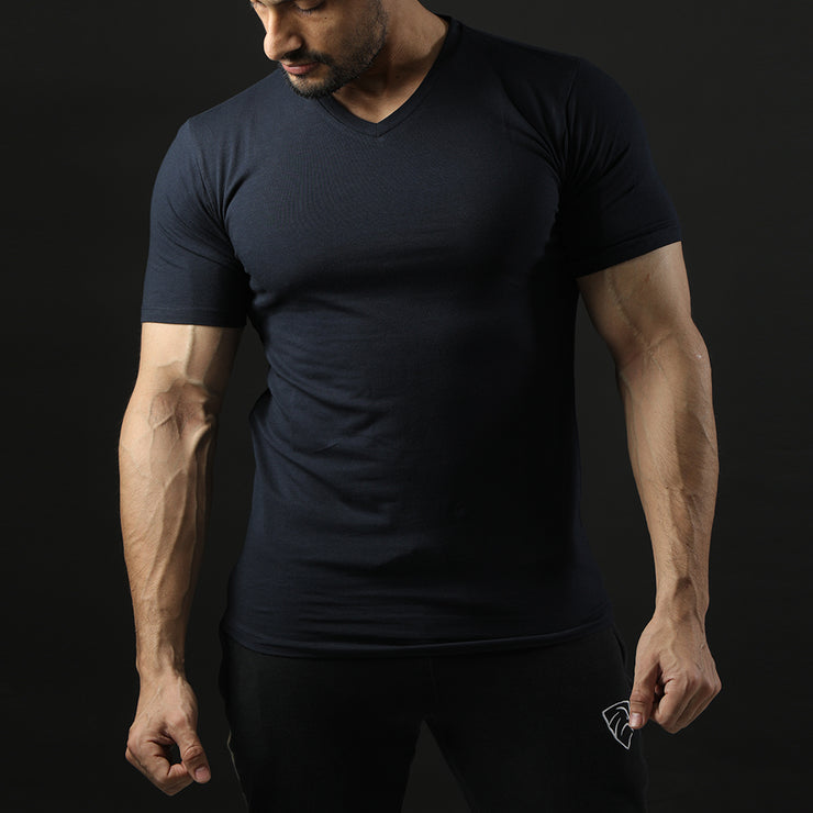 Tf-Premium Navy Half Sleeve V-Neck