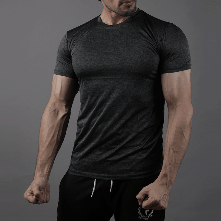 Quick Dry Black Textured Tee - TeeFit Fashion