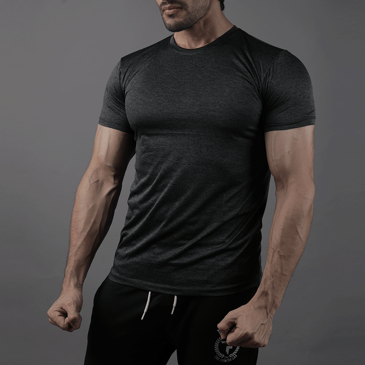 Quick Dry Black Textured Tee - TeeFit Fashion