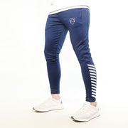 Navy Interlock Bottoms With White Stripes