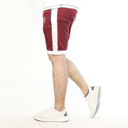 Maroon Interlock Shorts With White Side And Bottom Panels