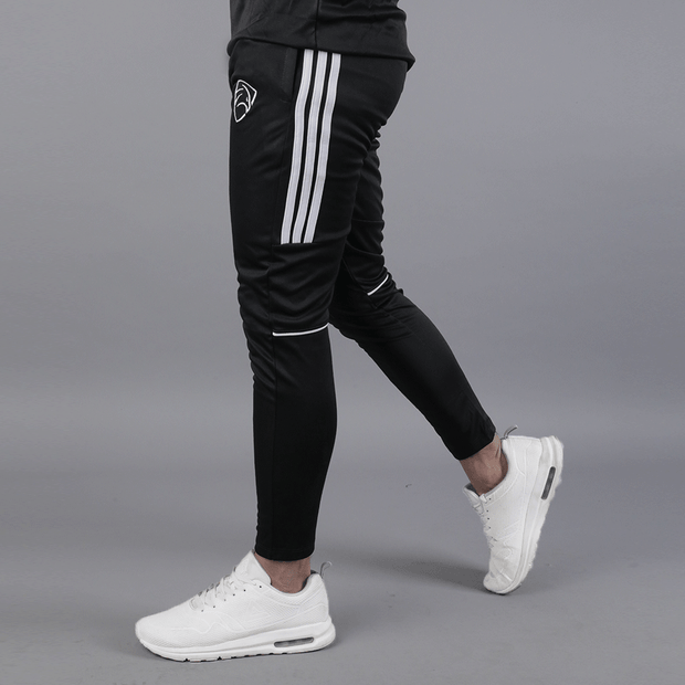 Black Three Stripes Hawk Series Bottoms With Piping - TeeFit Fashion