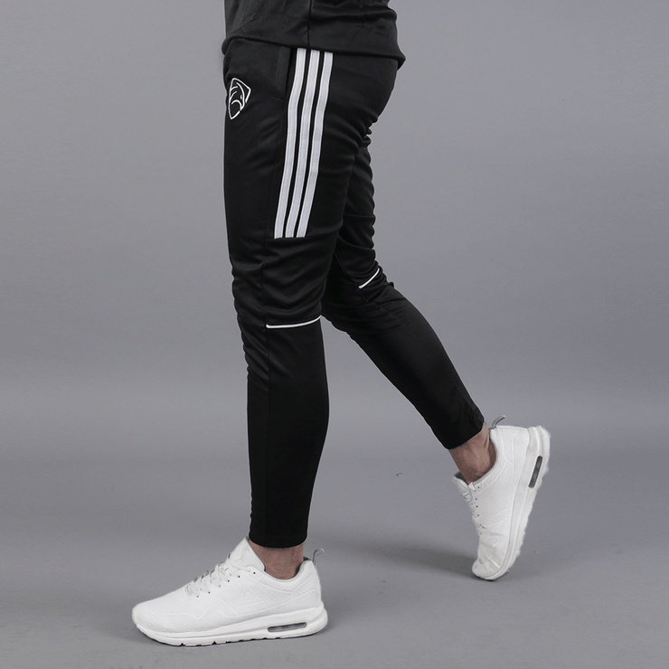 Black Three Stripes Hawk Series Bottoms With Piping - TeeFit Fashion