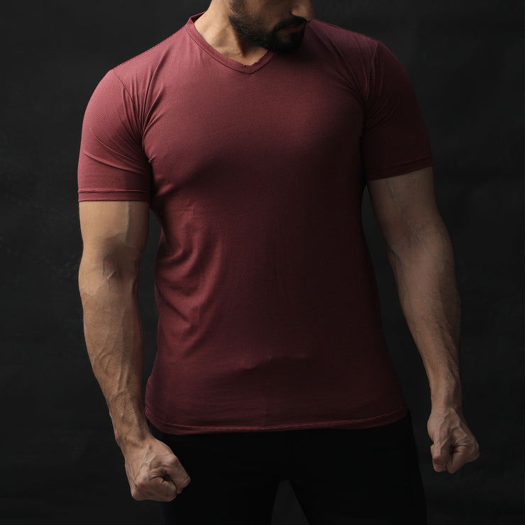 Light Maroon Lycra Texture Performance Tee