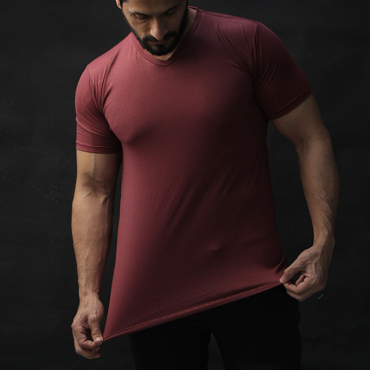Light Maroon Lycra Texture Performance Tee