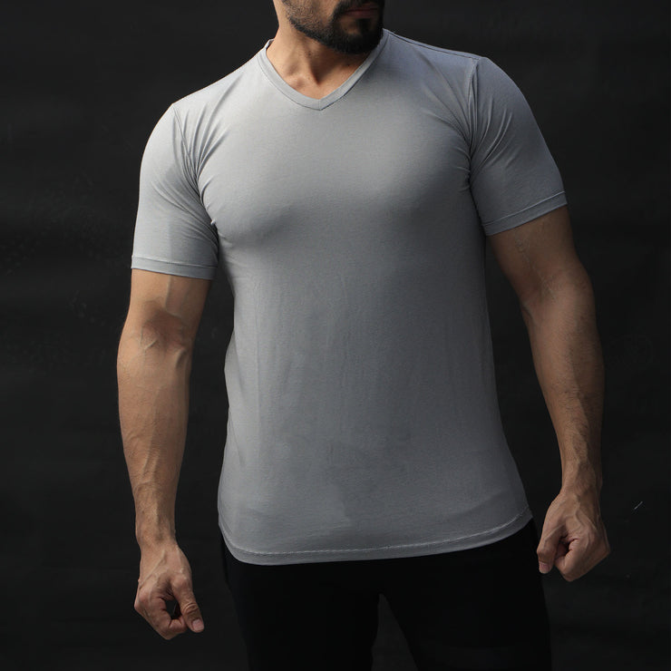 Grey Lycra Texture Performance Tee