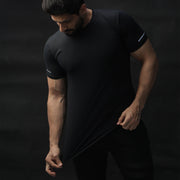 Black Ultimate Performance Compression Tee With Mesh Panel And Reflectors