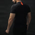 Black Lycra Tee With Orange Panel And Mesh Back