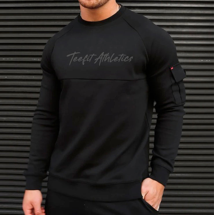 Black Teefit Athletics Sweatshirt Pocket Top