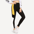 Black Leggings With Yellow and White Stripe - TeeFit Fashion