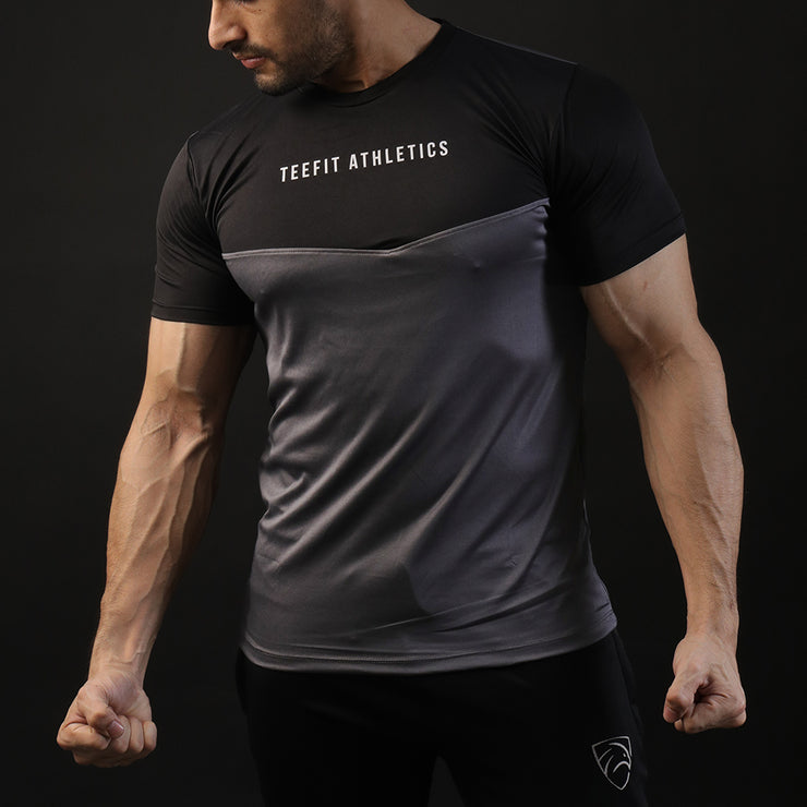 Charcoal And Black Contrast Performance Tee