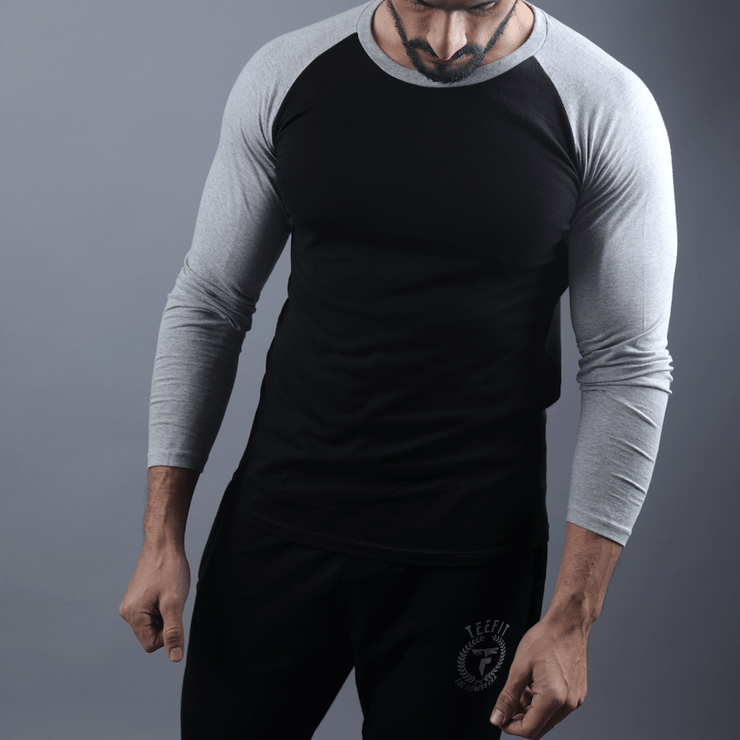 Black & Grey Raglan Tee - TeeFit Fashion