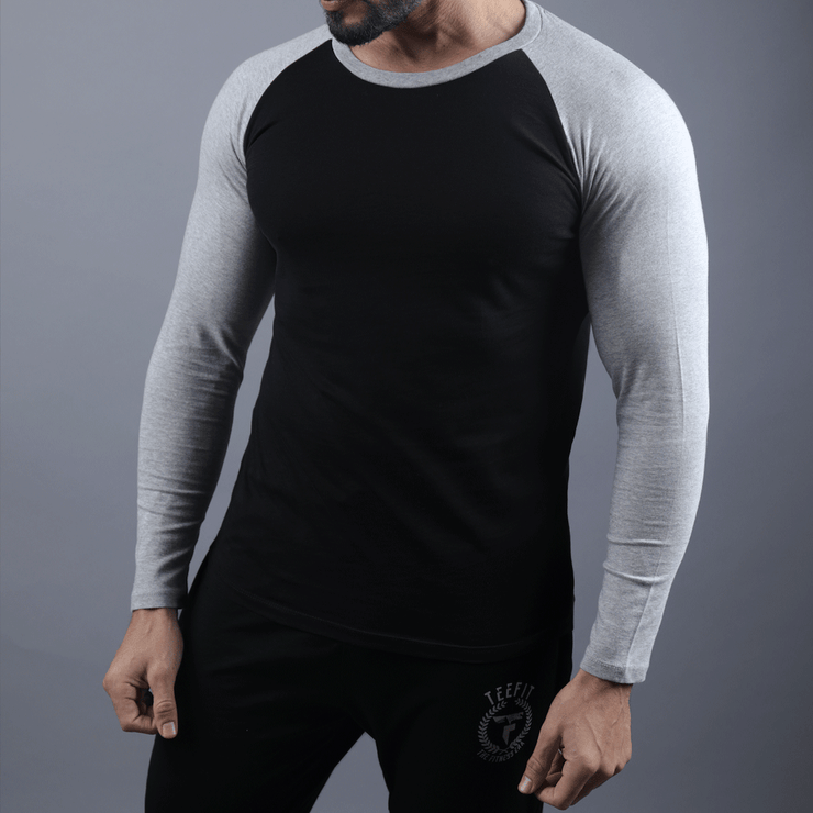 Black & Grey Raglan Tee - TeeFit Fashion