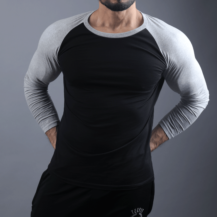 Black & Grey Raglan Tee - TeeFit Fashion