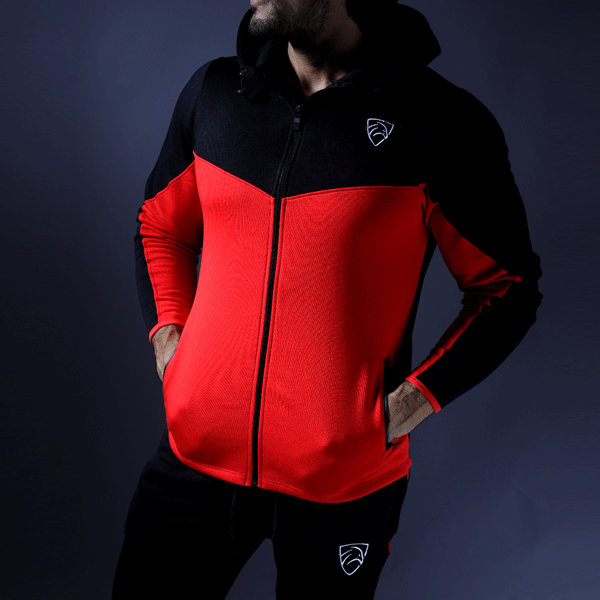 Tf-Black & Red Zipper Hood - TeeFit Fashion