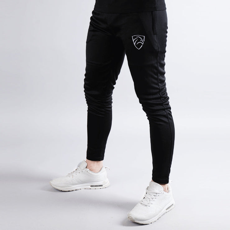 Black Interlock Bottoms With Front Logo And Calf Printing