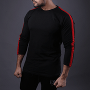 Black Full Sleeve Tee With Red Stripes - TeeFit Fashion