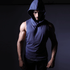 Denim Blue Deep Cut Hoodie Tank Top - TeeFit Fashion