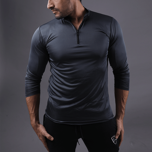 Quick Dry Charcoal Hawk Zipper Top - TeeFit Fashion