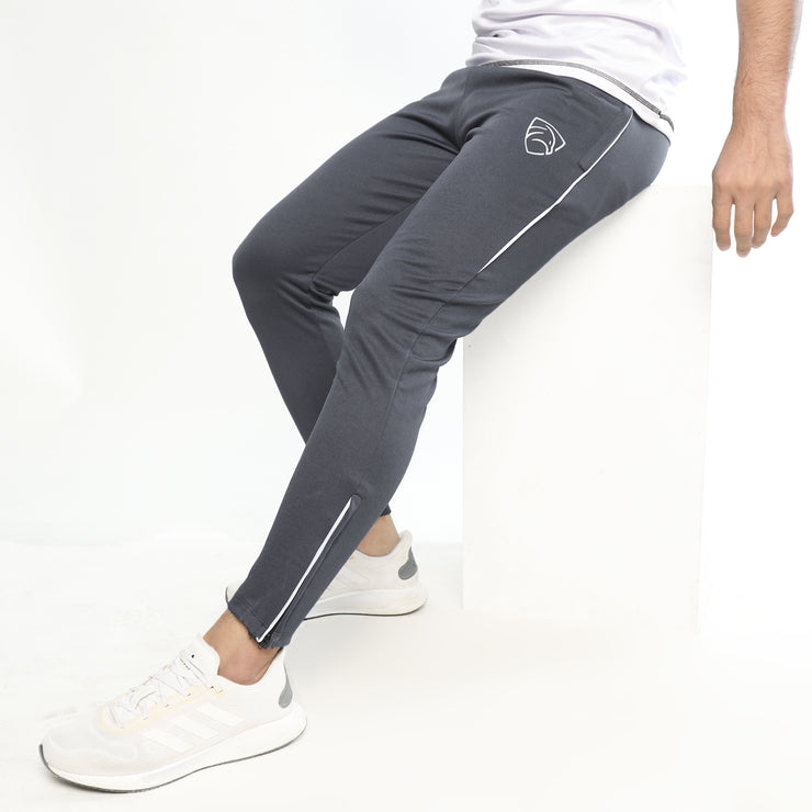 Charcoal Interlock Bottoms With Piping and Ankle Zips