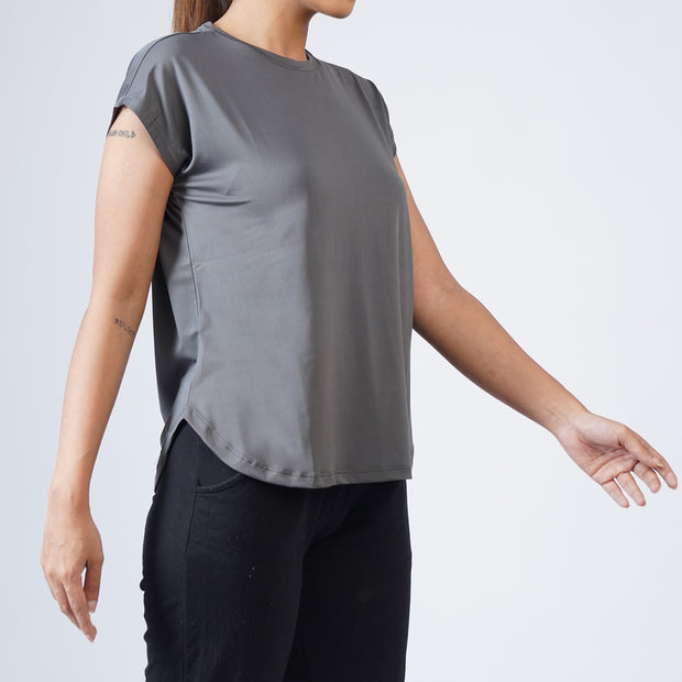 Grey Premium Cut Women Sleeveless Tee