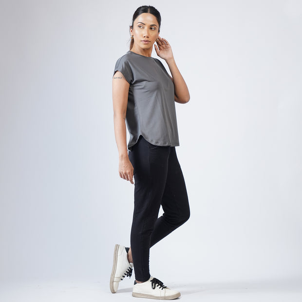 Grey Premium Cut Women Sleeveless Tee