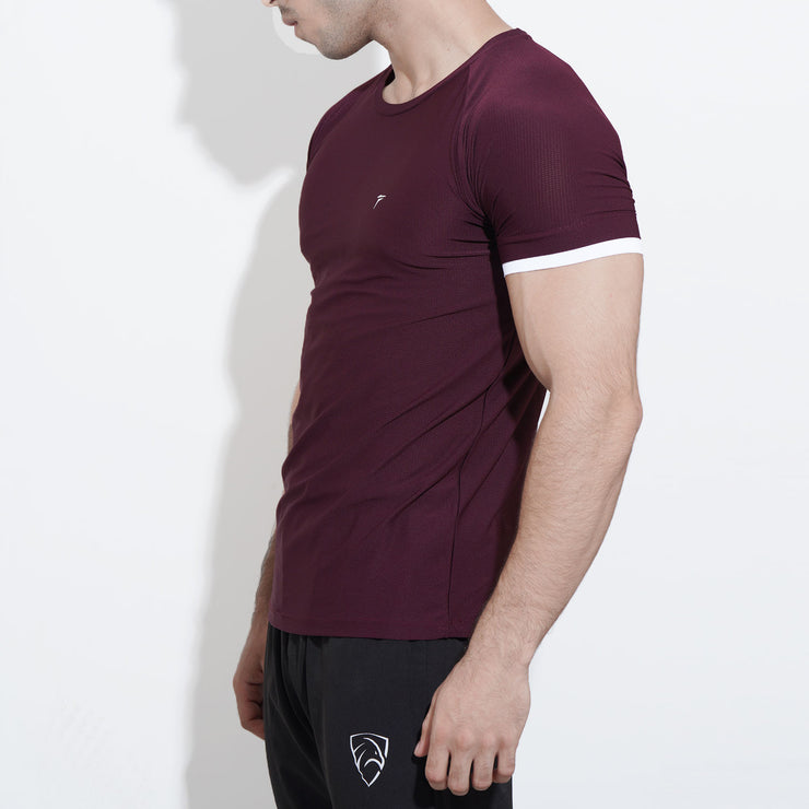 Tf-Maroon Hybrid Series Mesh Tee