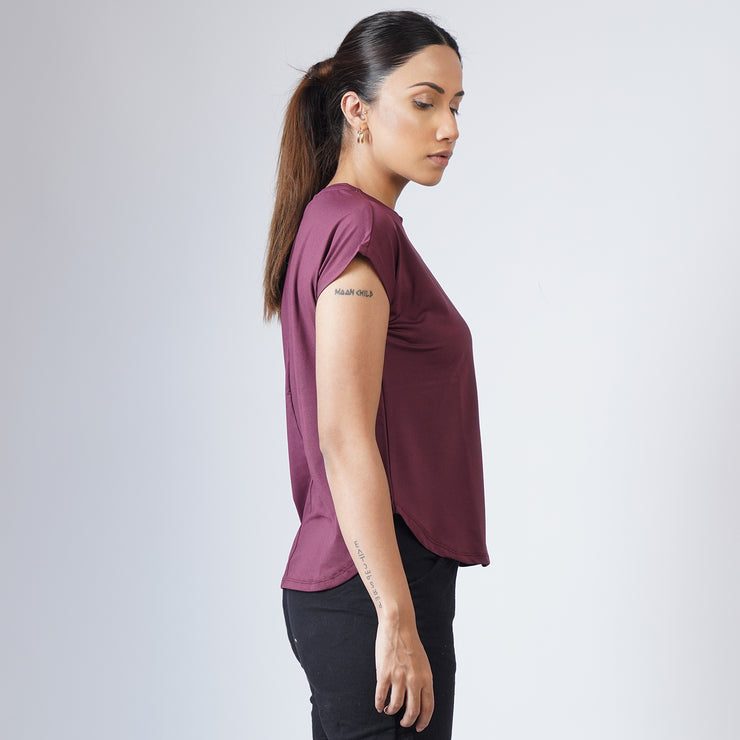 Maroon Premium Cut Women Sleeveless Tee