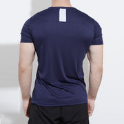 Navy Performance Tee With White Back Small Panel