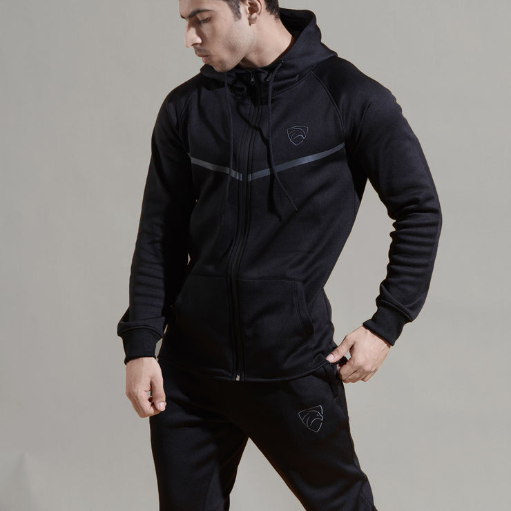 Black Charcoal V-Panel Tracksuit