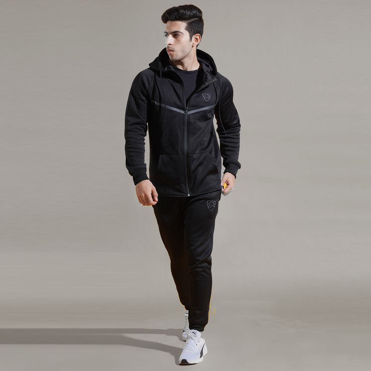 Black Charcoal V-Panel Tracksuit - Main Image