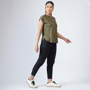 Olive Green Premium Cut Women Sleeveless Tee