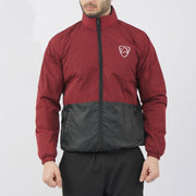 Maroon Long Panel Performance Mock Neck Zipper With Logo