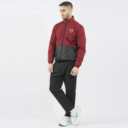 Maroon Long Panel Performance Mock Neck Zipper With Logo