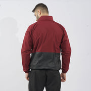 Maroon Long Panel Performance Mock Neck Zipper With Logo