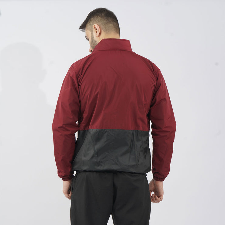 Maroon Long Panel Performance Mock Neck Zipper With Logo