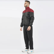 Maroon V Panel Performance Mock Neck Zipper