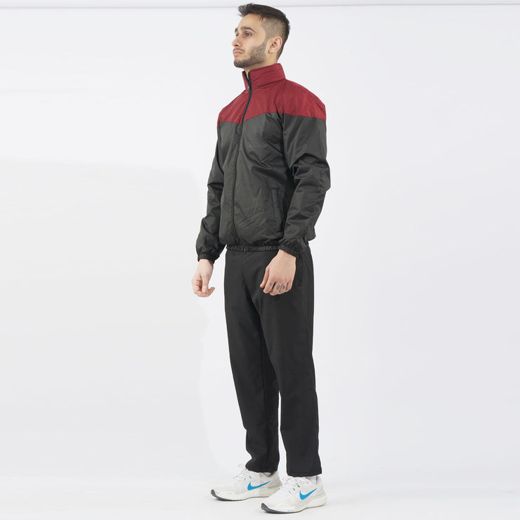 Maroon V Panel Performance Mock Neck Zipper