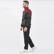 Maroon V Panel Performance Mock Neck Zipper
