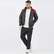 Maroon V Panel Performance Mock Neck Zipper